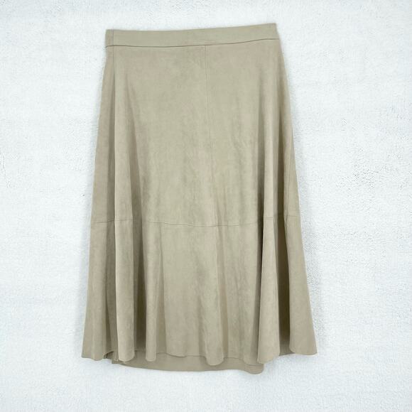 Zara Basic Women's Tan Faux Suede Midi Business Button Size Small Casual Skirt - Picture 5 of 5